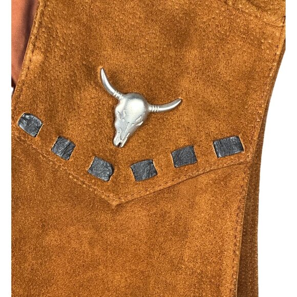 Vtg Roughphase Chief Of The Highway Leather Vest L Western Bull Skull & Conchos - Picture 3 of 12